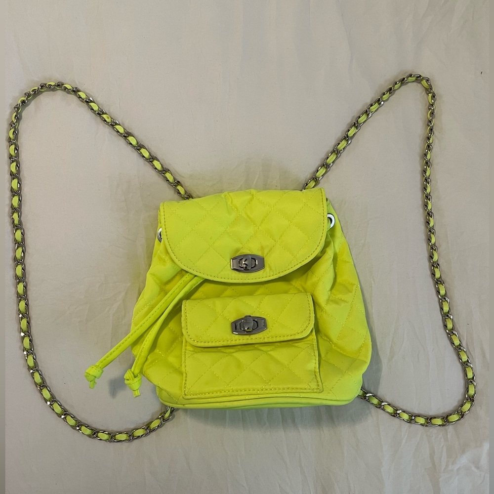 Neon Yellow Mini F21 Quilted Backpack
